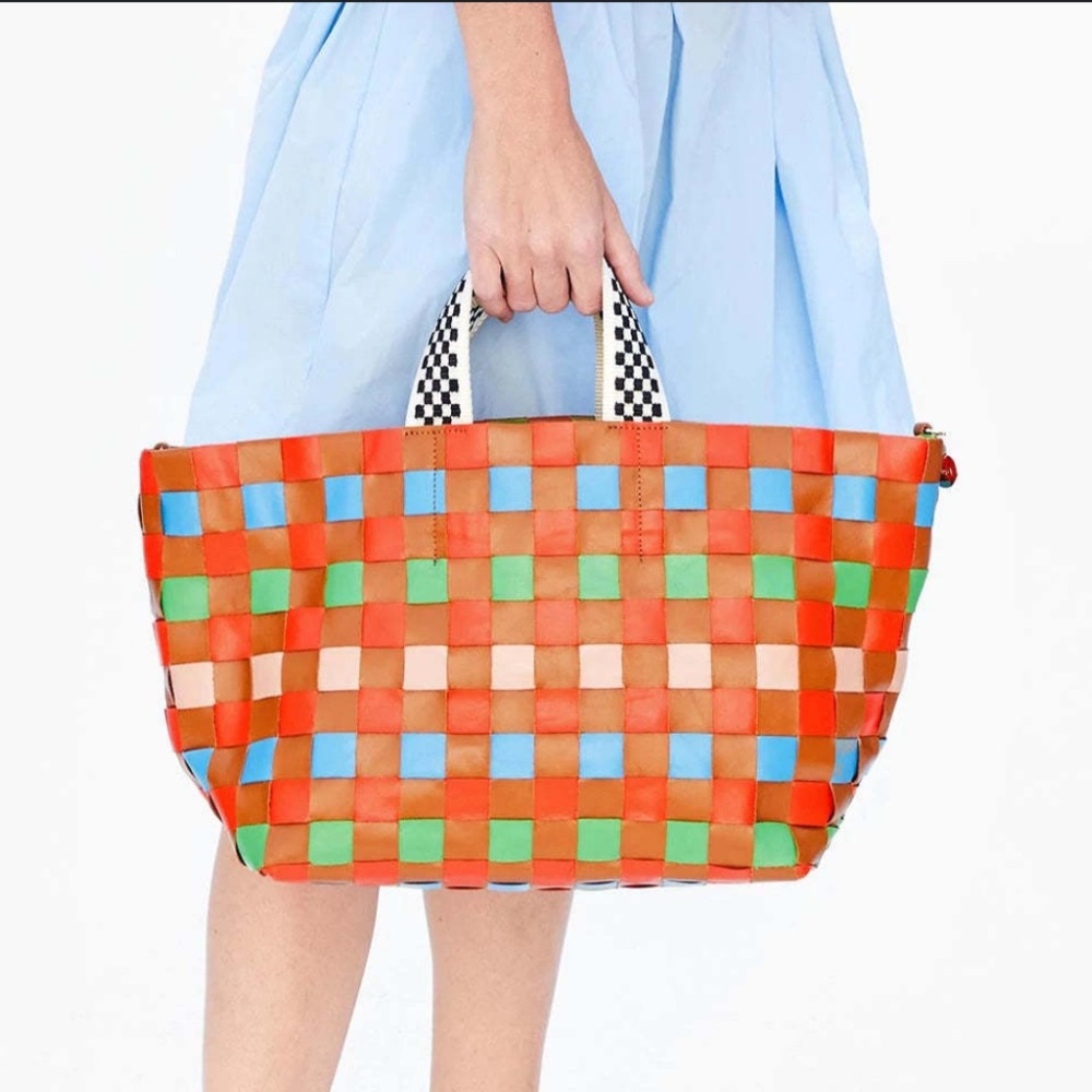 Clare V. Bateau leather woven tote